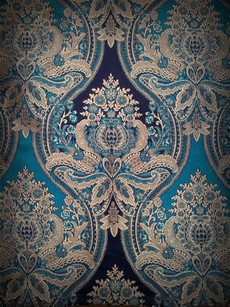 Agres Azul Damask Wallpaper Victorian Wallpaper Digital Print Fabric