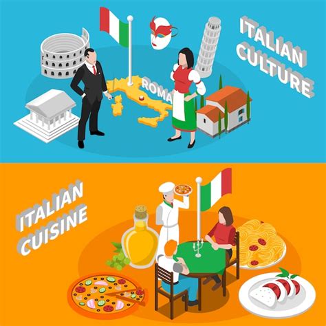 Free Vector Italy Tourism Isometric Banners