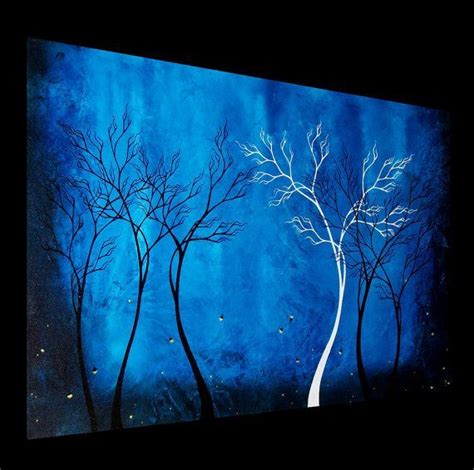 Fireflies Painting Original Tree Painting Abstract