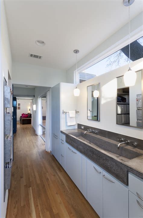 This bathroom sink will fit perfectly with any bathroom décor. Gorgeous trough sink in Bathroom Modern with Vanity ...