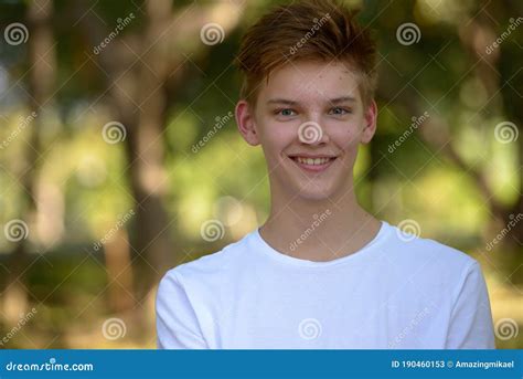 Young Handsome Teenage Boy At The Park Outdoors Stock Image Image Of