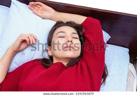 Young Attractive Woman Sleeping Bed Home Stock Photo 1241965879