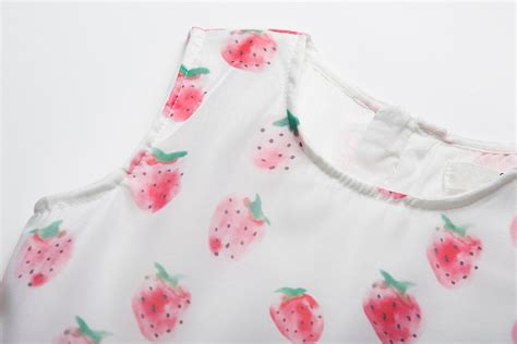 Cielarko Girls Print Dress Pink Strawberry Summer Kids Dresses Cotton