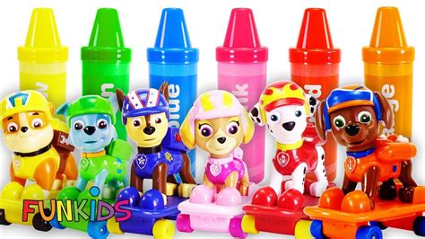 Learning With Crayon Color Surprise Paw Patrol Skateboards And Micky