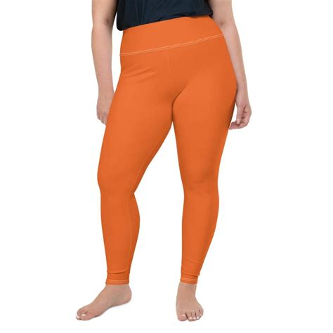 Dark Orange Solid Color Print Womens Plus Size Best Quality Leggings Made In Usaeu In 2020