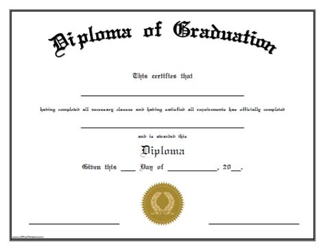 High School Diploma Template With Seal Free Download