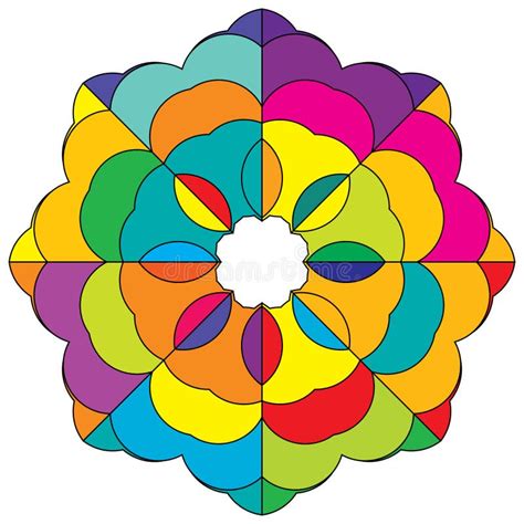 Colorful Sacred Geometry Illustration Icon Abstract Lotus Flower