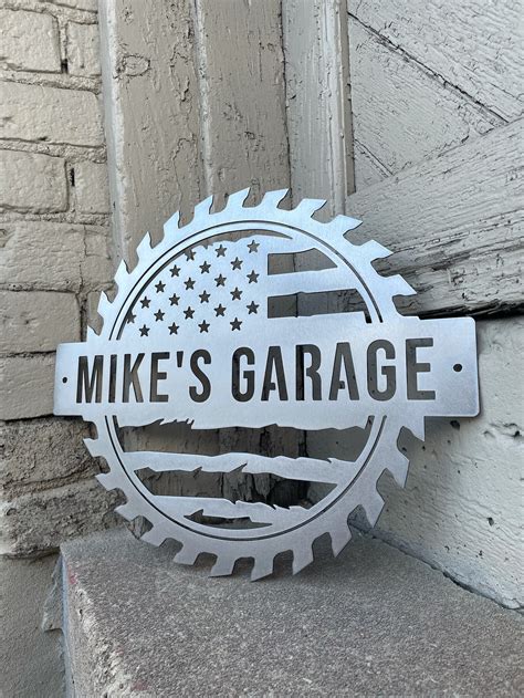 Personalized Metal Garage Sign Custom American Flag Sign Etsy