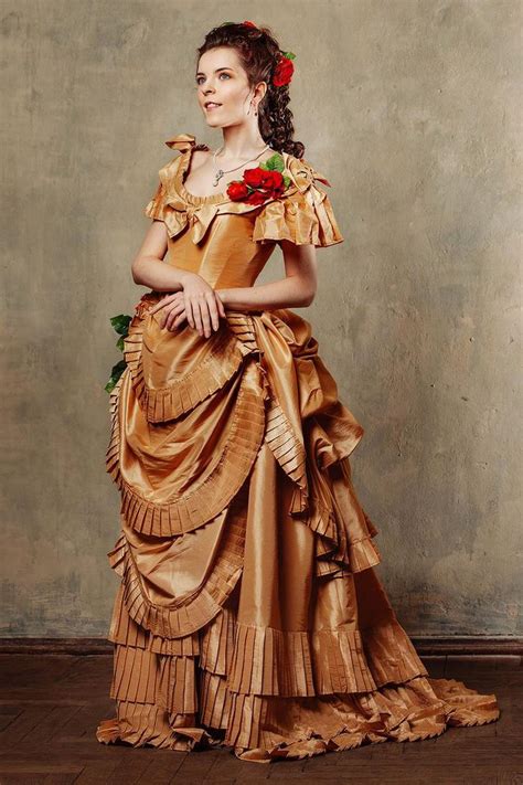 Goldene Viktorianische Treiben Kleid Kleid Ende Des 19 Etsy