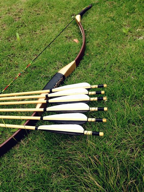 Chinese Longbow Recurve Bow Longbow Archery Longbow 6 Wooden Arrows 28