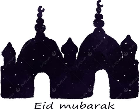 รูปมัสยิดคืนที่เต็มไปด้วยดวงดาวใน Eid Mubarak Day Png มัสยิด มัสยิด