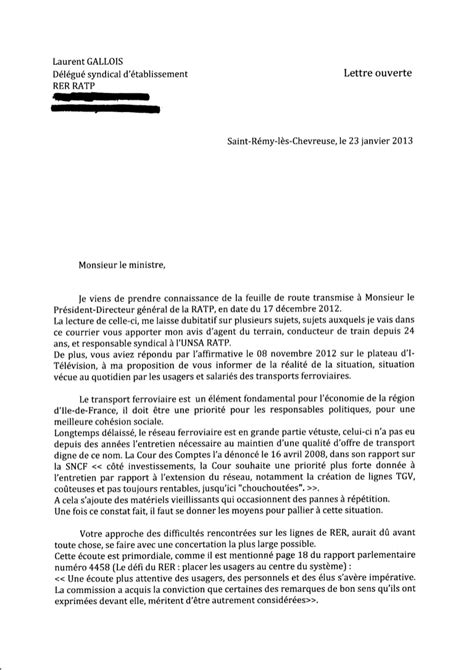 exemple de la lettre ouverte