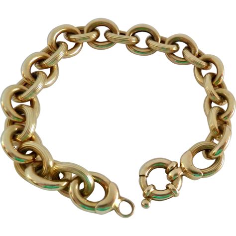 14k Gold Oval Rolo Link Bracelet Bold 121 Grams Link Bracelets 14k