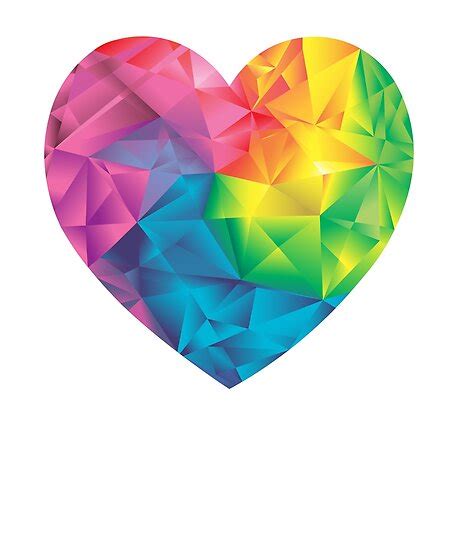 Cute Rainbow Heart Colorful Low Poly Polygonal Love Posters By