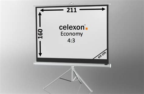Trépied en acier dépliable et style d'écran enroulable. Ecran de projection sur pied celexon Economy 211 x 160 cm ...