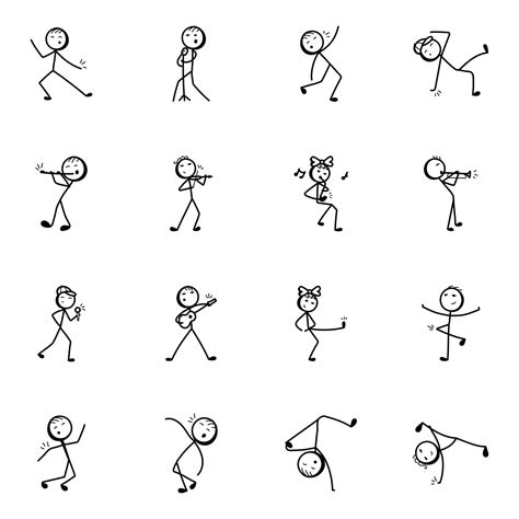 Dancing And Music Stick Figure Sketchy Icons 7507749 Vector Art At Vecteezy