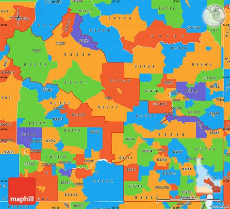 Political Simple Map Of Zip Codes Starting With 832