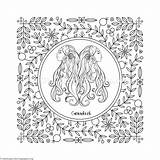 Gemini Coloring Zodiac Pages Element Getcoloringpages sketch template
