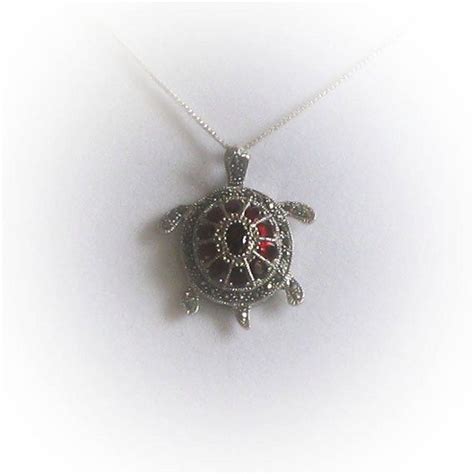 Lovely Sterling Silver Turtle Pendant With Chain Embellished Etsy