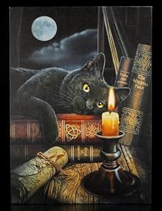 Witching Hour Large Cm X Cm Cat On Spellbook With Candle Fantastic Design By Artist