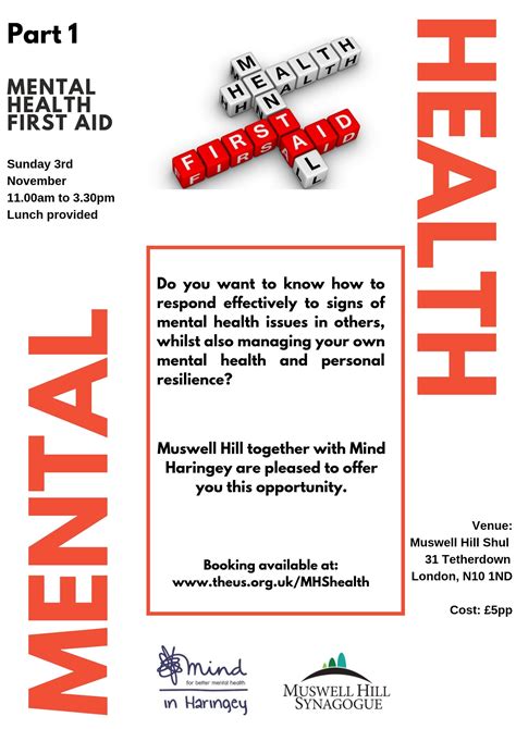 mental health first aid poster muswell hill synagogue