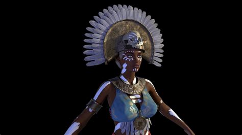 Aztec Woman Low Poly 3d Model Game Ready Cgtrader