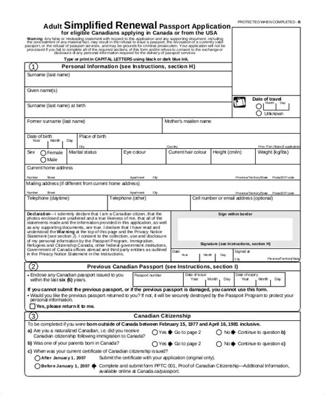 Passport Renewal Application Form Fillable Printable Forms Free Online