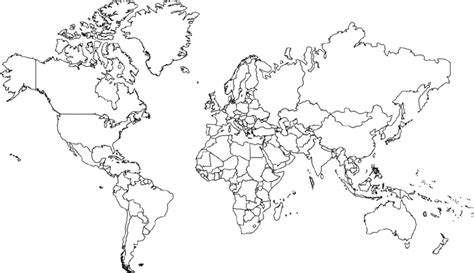 Black And White World Map Mercator