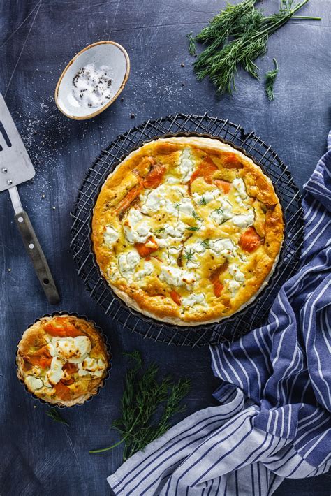 Puff Pastry Smoked Salmon Quiche With Goat Cheese Olive And Mango