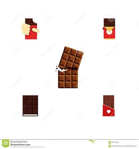 Sistema Plano Del Cacao Del Icono De Chocolate De Envoltura De Caja