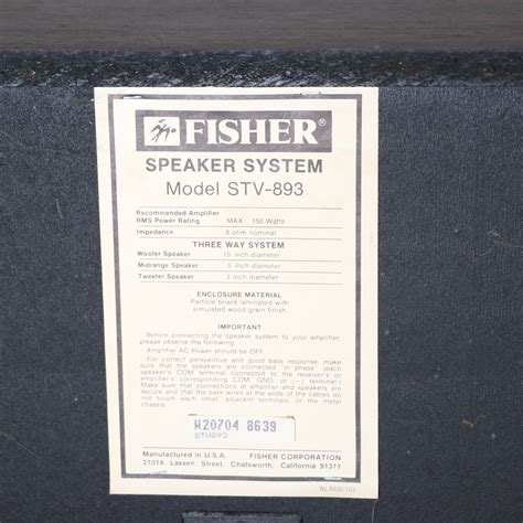 Vintage Fisher Stv 893 Floorstanding Speakers Ebth