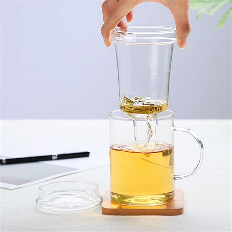14oz 420ml Glass Tea Infuser Cup With Lid Durable Loose Leaf Tea Mug