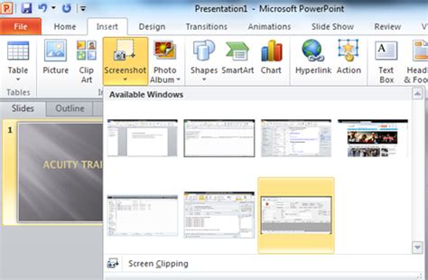 How To Insert A Screenshot In Powerpoint Acuity Training