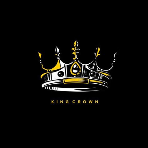 Illustration About Minimal Logo Of King Crown On Black Background With