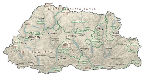 Bhutan Physical Map