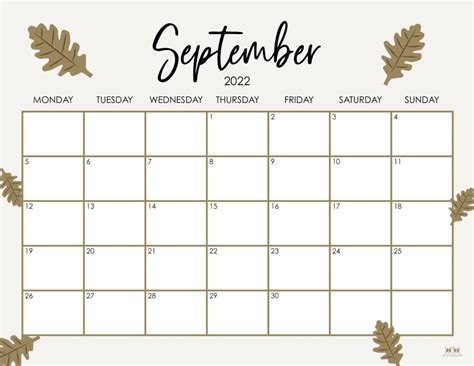 September 2022 Calendar Printable Pdf