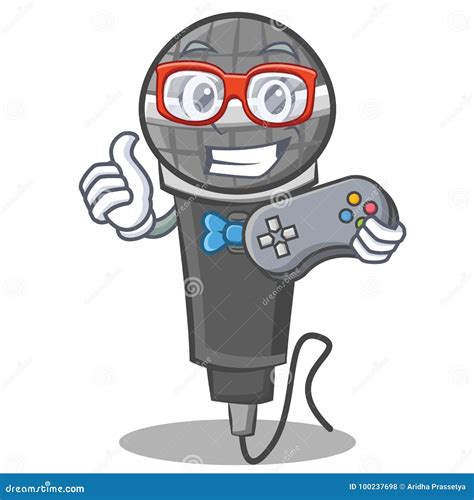 Gamer Microphone Cartoon Character Design Stock Vector Illustration