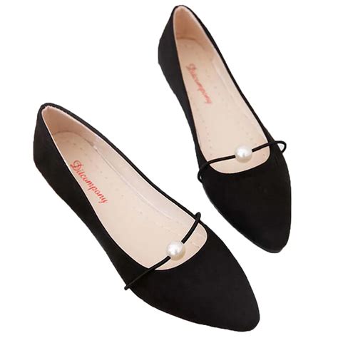 2019 New Women Flats Slip On Flat Shoes Pearl Fashion Basic Pointed Toe