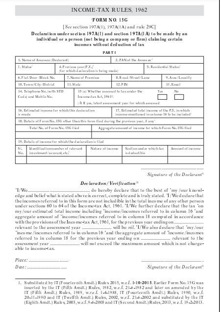 What Is Form 15g And How To Fill Form 15g E Infonet