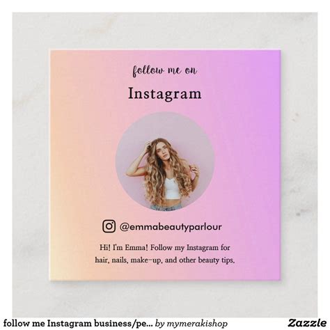 Follow Me Instagram Businesspersonal Trendy Calling Card Zazzle