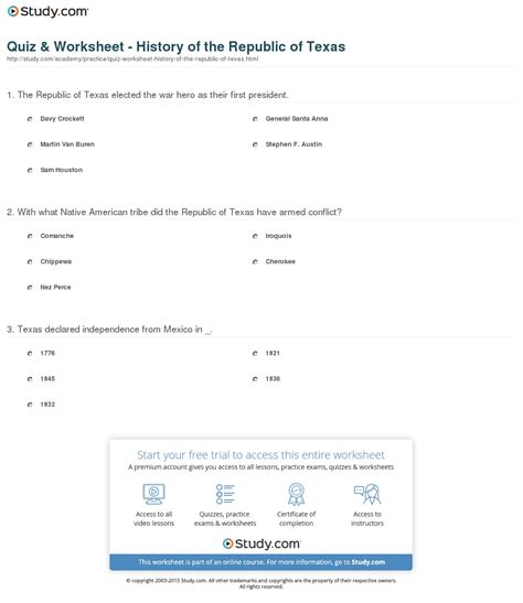 Printable Texas Worksheets
