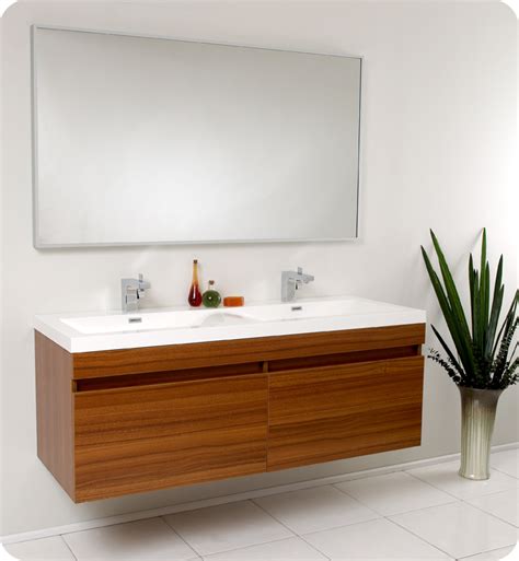 Lateral teak natural bath runner 21.75x60 + reviews | cb2. 57" Teak Modern Double Bathroom Vanity with Faucet ...