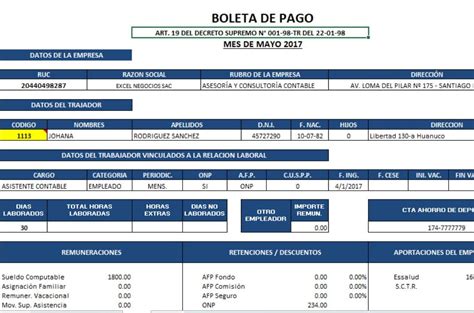 Plantilla Excel Boletas De Pago Descarga Gratis