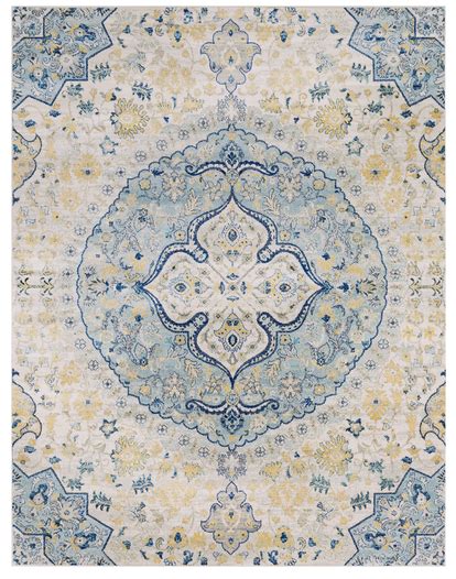 Shop teal blue rug & more. Teal and Bright Yellow Traditional Rug | Faded area rugs ...
