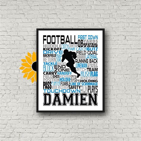 Football Poster Football Typography Personalized Football Etsy