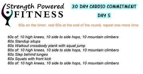 30 Day Cardio Commitment Day 5 Strength Powered Fitness