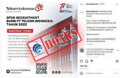 Hoaks Lowongan Kerja Pt Telkom Indonesia Tahun Dinas