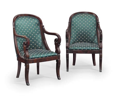 C1820 30 A Pair Of Classical Carved Mahogany Armchairs New York 1820 1830 Price Realised Usd