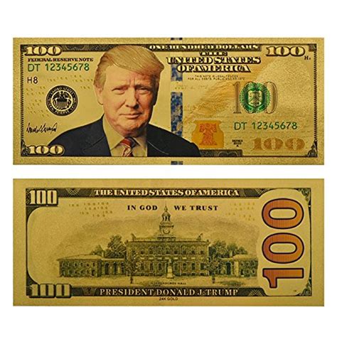Authentic Donald Trump 100 Bill 24kt Gold Plated Bank Note Collectors Item Inosoc