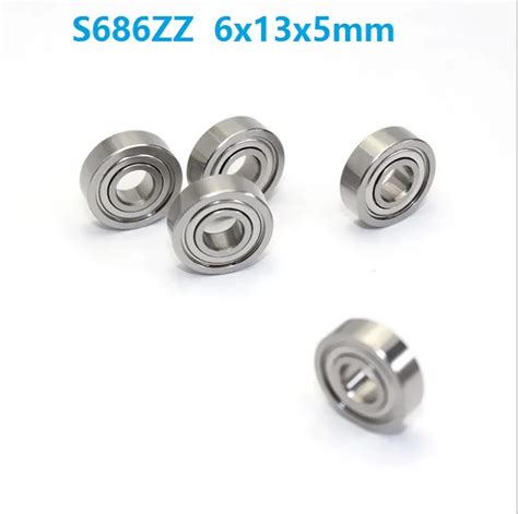 50pcs lot abec 5 s686zz s686 zz 6x13x5 mm stainless steel deep groove ball bearings miniature
